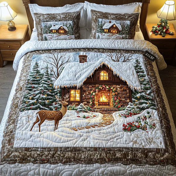 Christmas 3-Piece Quilted Bedding Set