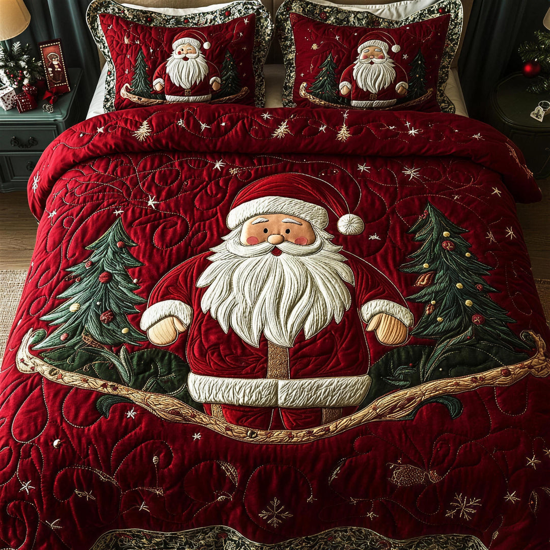 Santa Sleigh Ride 3-Piece Quilted Bedding Set