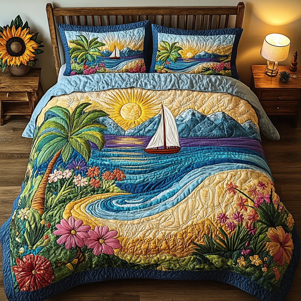 Ocean 3-Piece Quilted Bedding Set