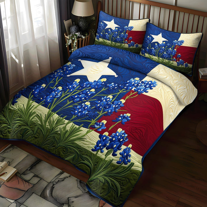 Bluebonnet 3-Piece Quilted Bedding Set