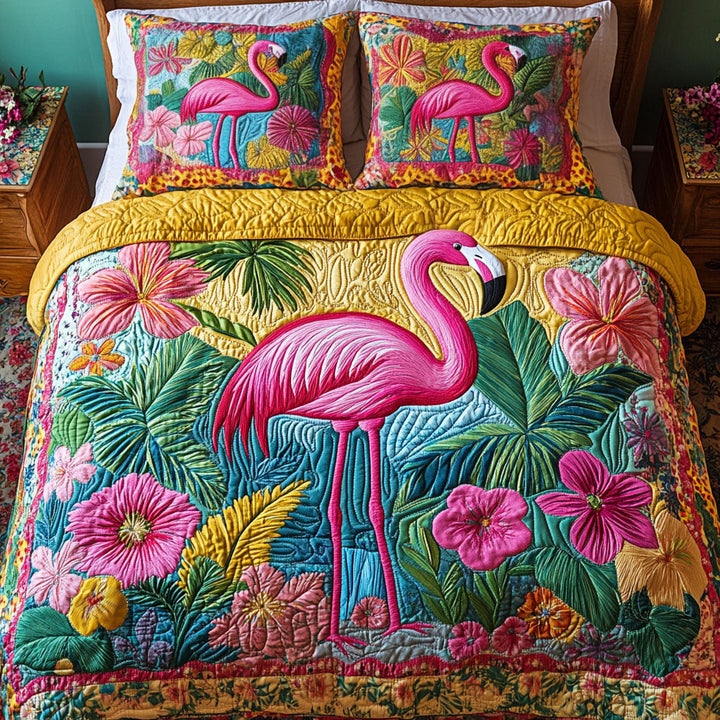 Flamingo Quilted Bedding Set