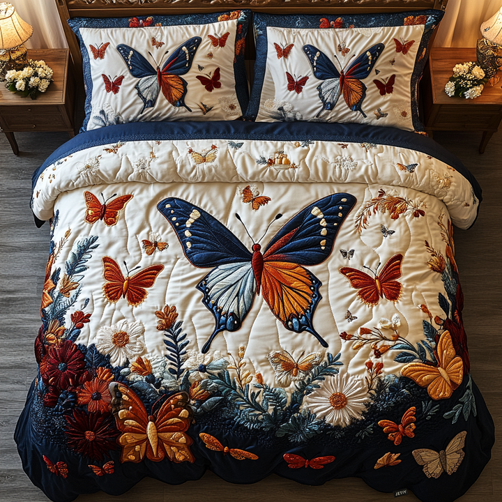 Butterfly Bliss 3-Piece Quilted Bedding Set