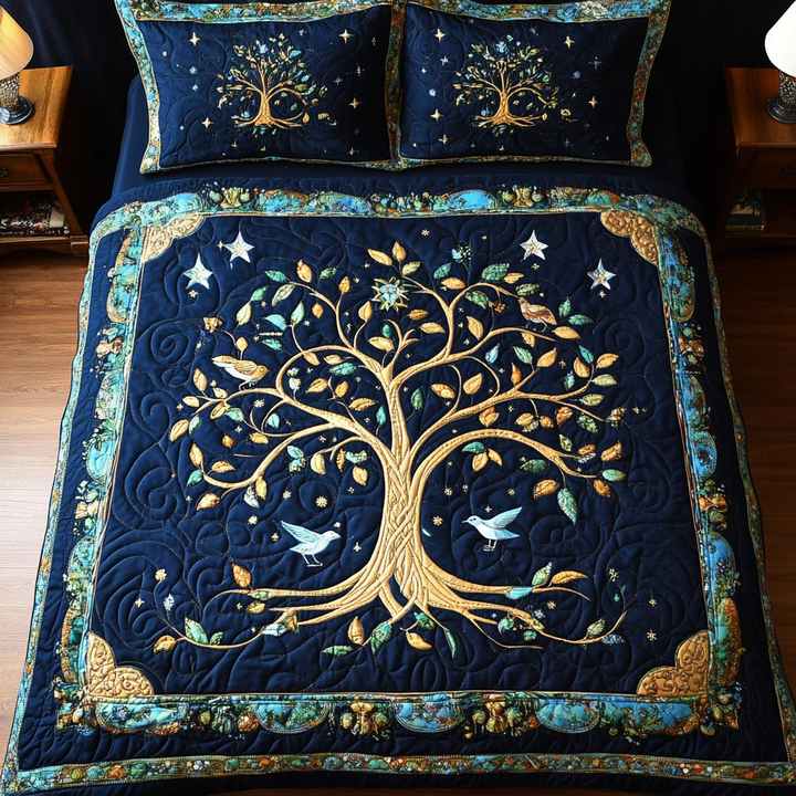Tree of Life 3-Piece Quilted Bedding Set