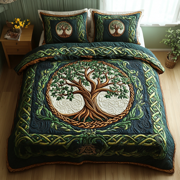 Tree of Life 3-Piece Quilted Bedding Set