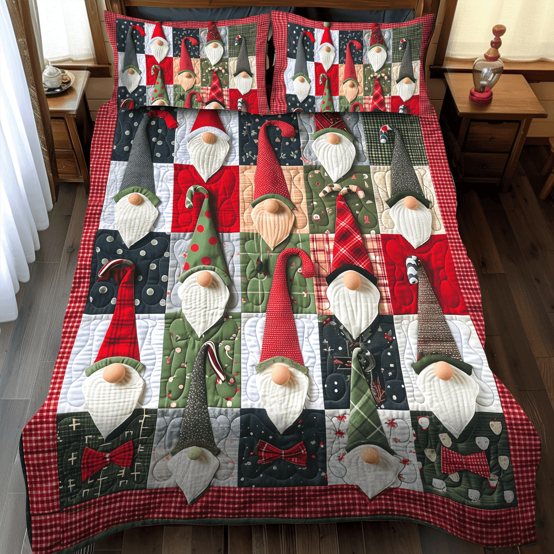 Christmas Gnome Quilted Bedding Set