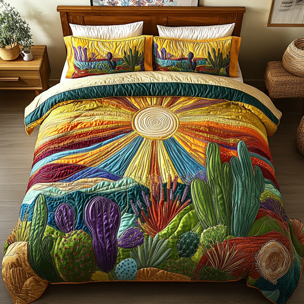Cactus 3-Piece Quilted Bedding Set