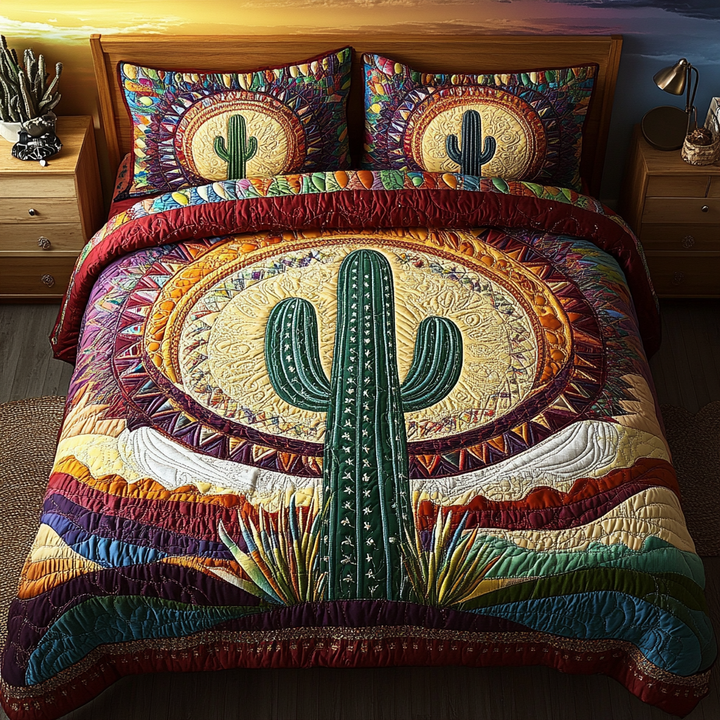 Cactus 3-Piece Quilted Bedding Set