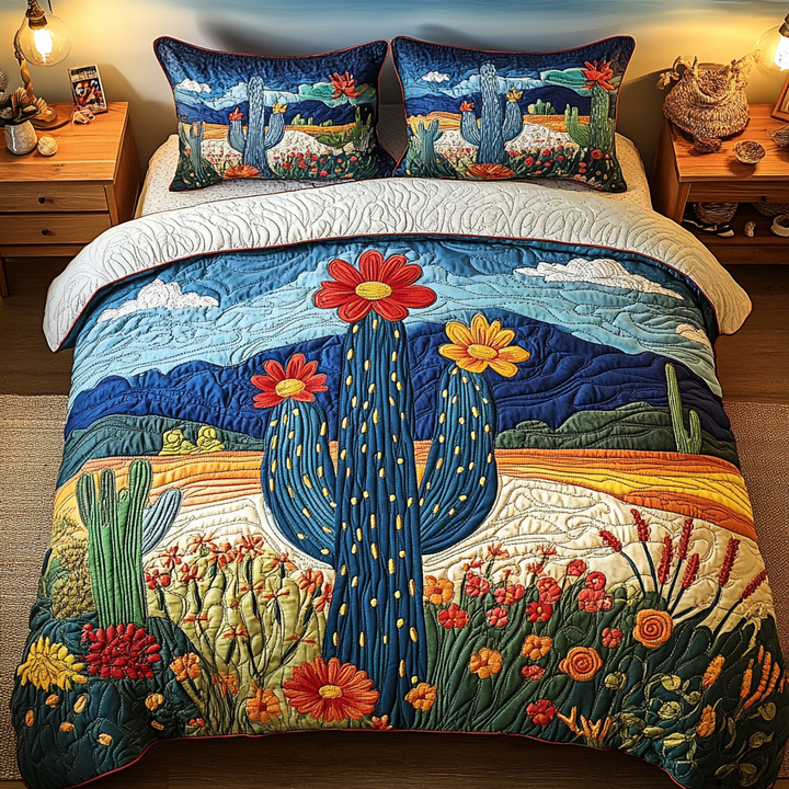 Cactus 3-Piece Quilted Bedding Set