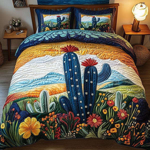 Cactus 3-Piece Quilted Bedding Set