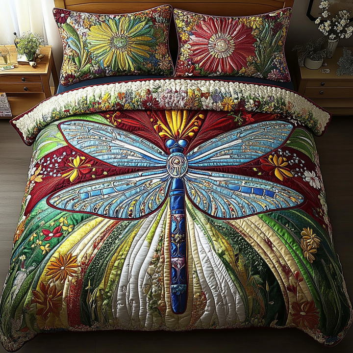 Dragonfly 3-Piece Quilted Bedding Set