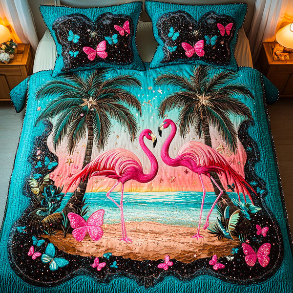 Flamingo Quilted Bedding Set