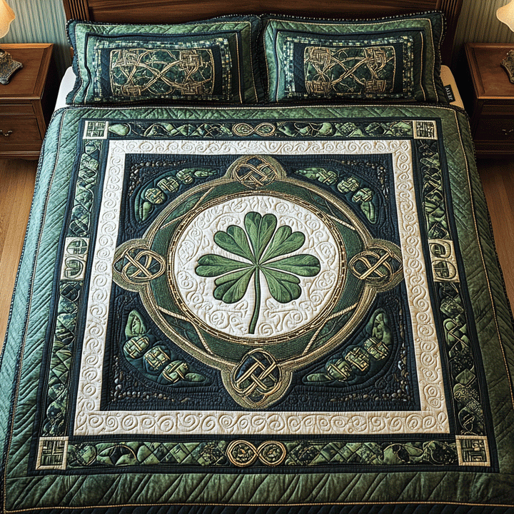 Lucky Clover Haven 3-Piece Quilted Bedding Set