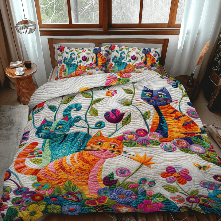 Cat 3-Piece Quilted Bedding Set