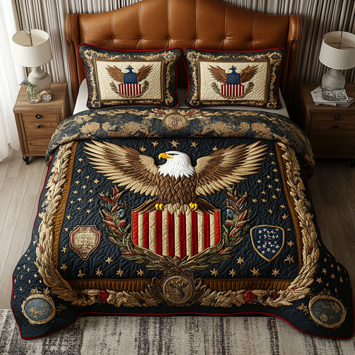 Eagle Patriotic 3-Piece Quilted Bedding Set