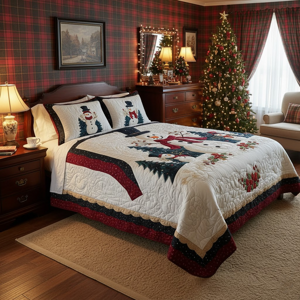 Frosty Friends 3-Piece Quilted Bedding Set