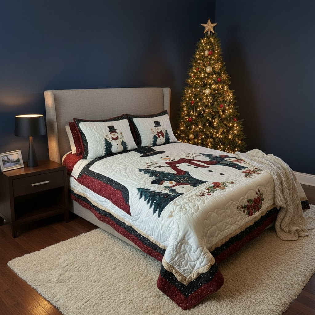 Frosty Friends 3-Piece Quilted Bedding Set