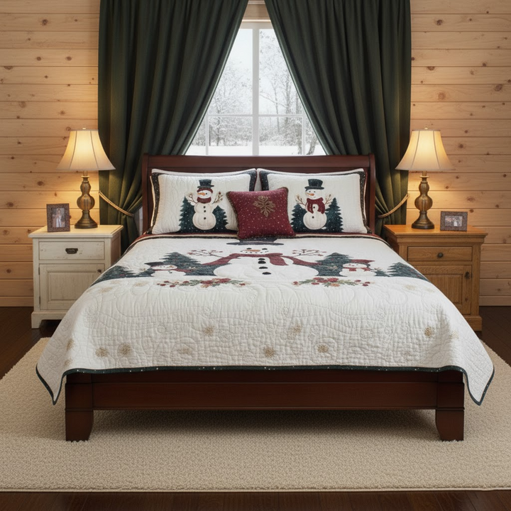 Frosty Friends 3-Piece Quilted Bedding Set