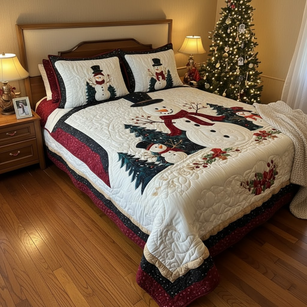 Frosty Friends 3-Piece Quilted Bedding Set