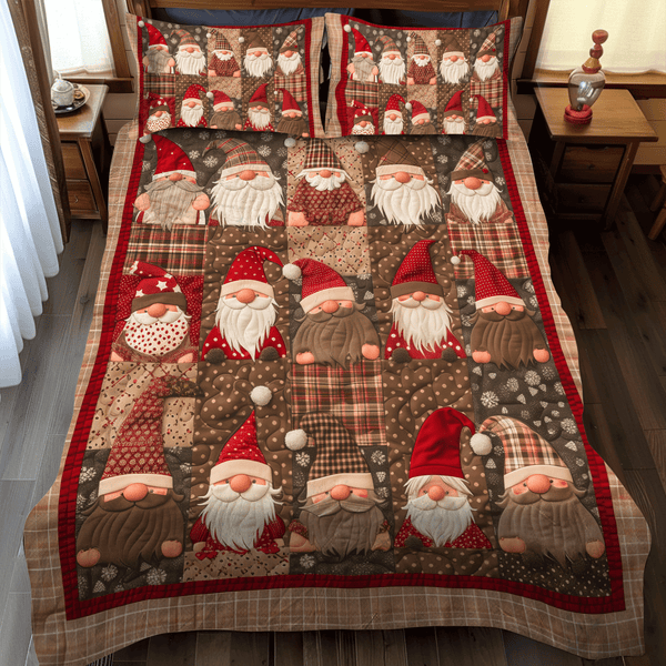 Christmas Gnome Quilted Bedding Set