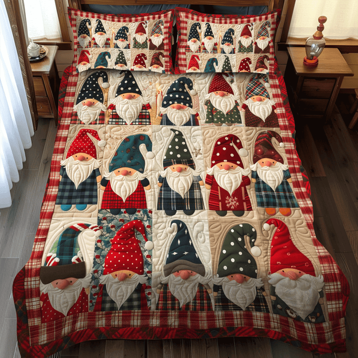 Christmas Gnome Quilted Bedding Set