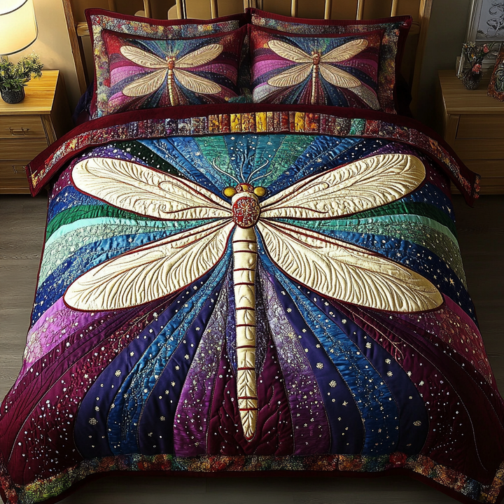 Dragonfly 3-Piece Quilted Bedding Set