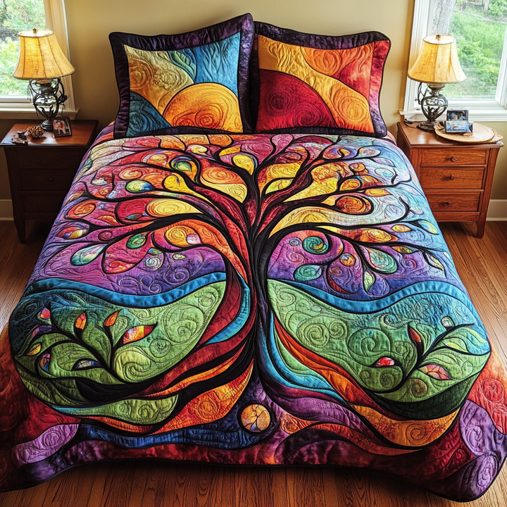 Tree of Life 3-Piece Quilted Bedding Set