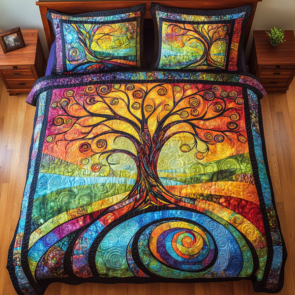 Tree of Life 3-Piece Quilted Bedding Set