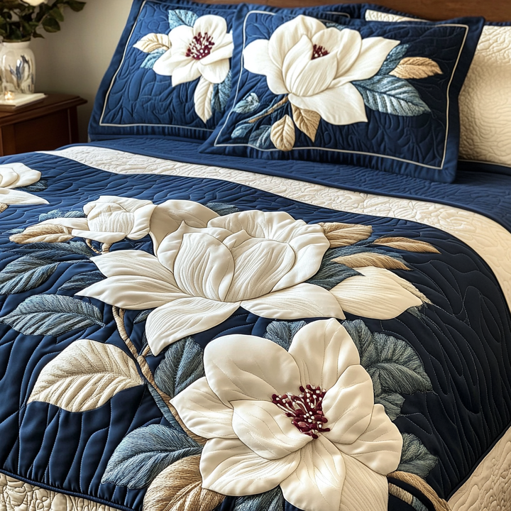 Magnolia Grace 3-Piece Quilted Bedding Set