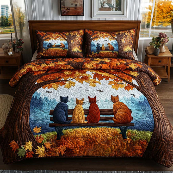 Maple Cat Magic 3-Piece Quilted Bedding Set