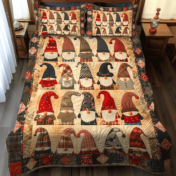 Christmas Gnome Quilted Bedding Set