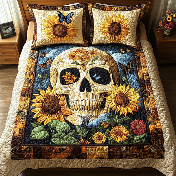 Artistic Skull 3-Piece Quilted Bedding Set