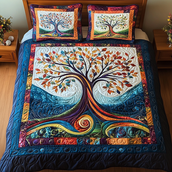 Tree of Life 3-Piece Quilted Bedding Set