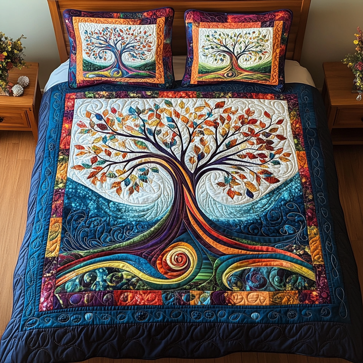 Tree of Life 3-Piece Quilted Bedding Set