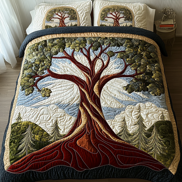 Tree of Life 3-Piece Quilted Bedding Set