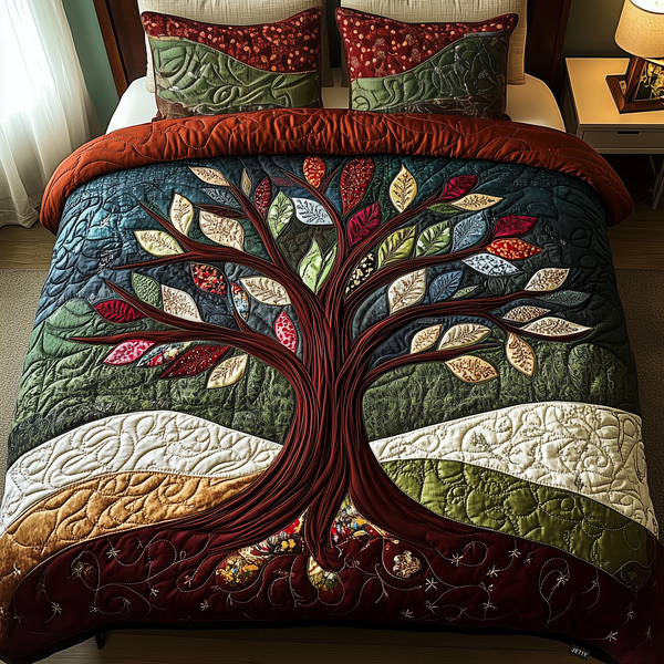 Tree of Life 3-Piece Quilted Bedding Set