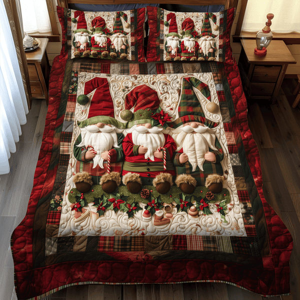Christmas Gnome Quilted Bedding Set