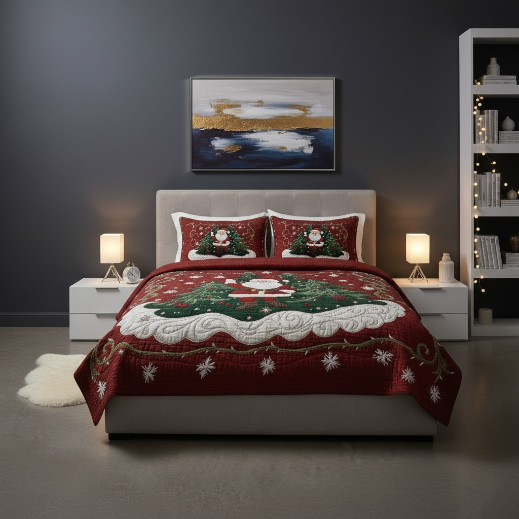 Santa Workshop Wonder 3-Piece Quilted Bedding Set