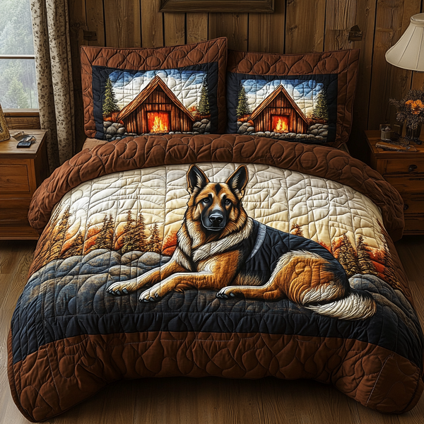 German Shepherd 3-Piece Quilted Bedding Set