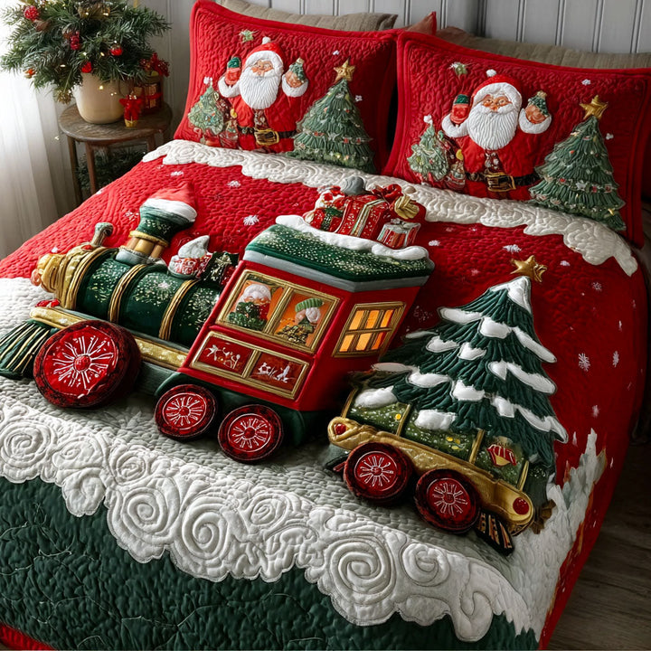 Sleigh on Rails 3-Piece Quilted Bedding Set