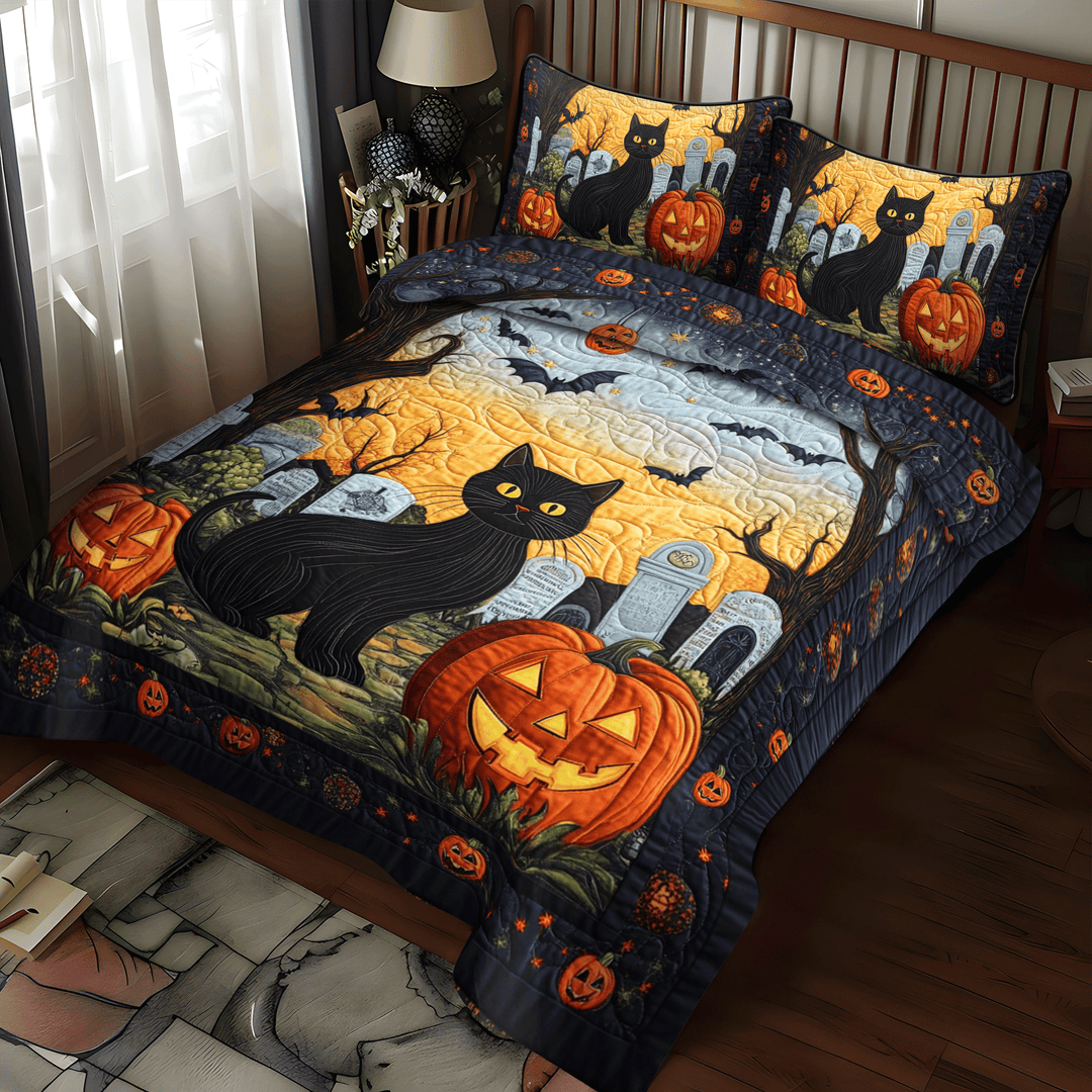 Cat 3-Piece Quilted Bedding Set