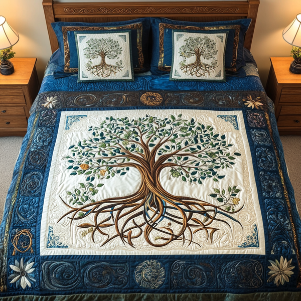 Tree of Life 3-Piece Quilted Bedding Set