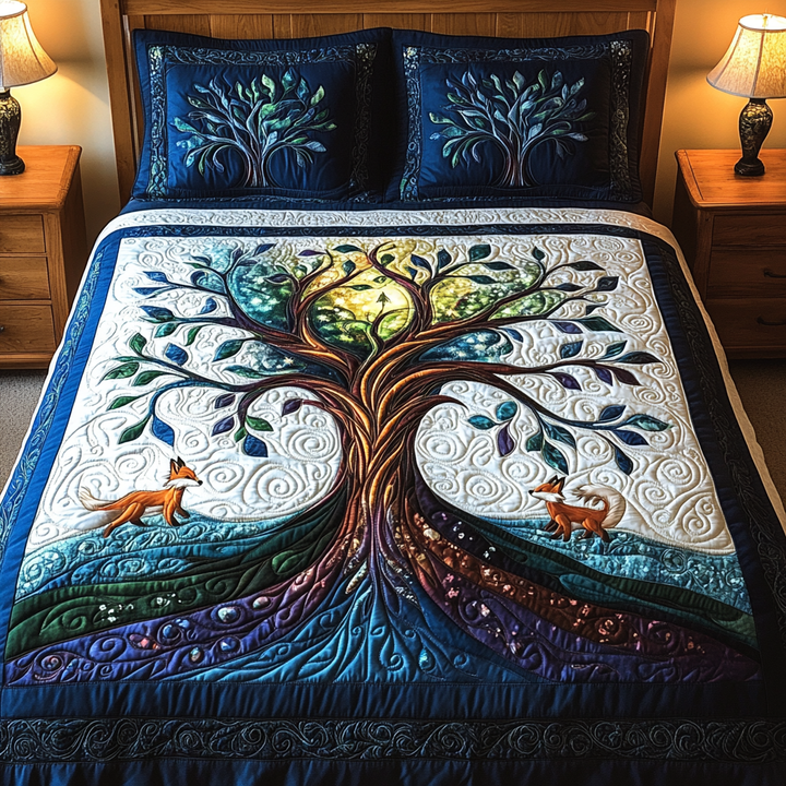 Tree of Life 3-Piece Quilted Bedding Set