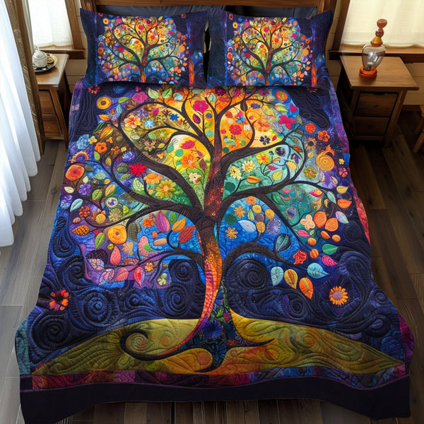 Ornate Celtic Tree of Life 3-Piece Quilted Bedding Set